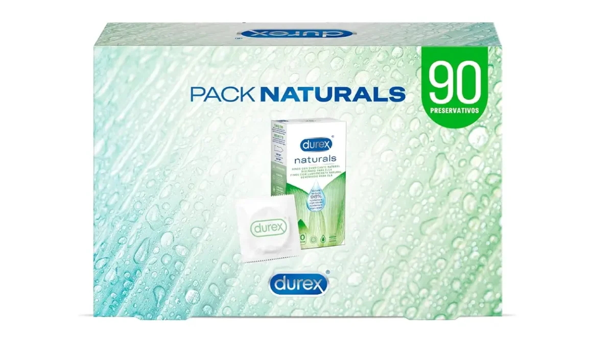 Pack de 90 preservativos Durex Naturals con lubricante a base de agua
