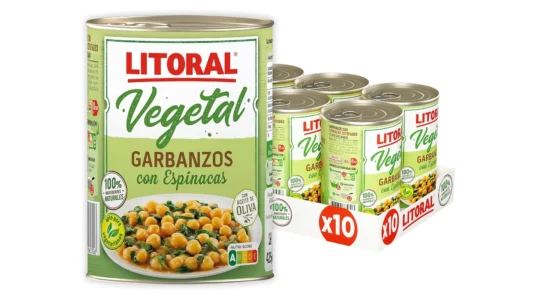 10 latas de Garbanzos con espinacas Litoral Vegetal