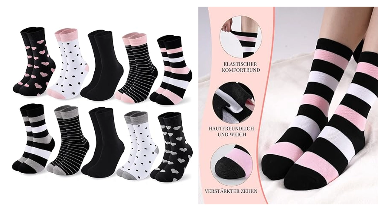 10 pares de calcetines coloridos de algodón