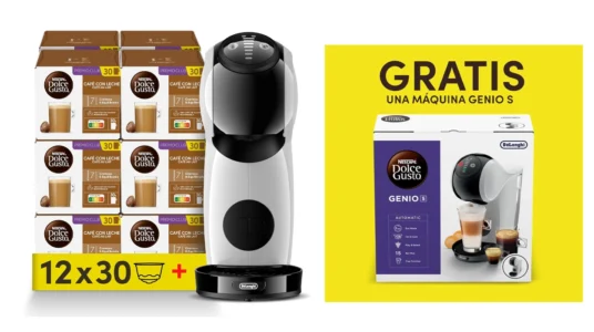 12 packs de 30 cápsulas de Nescafé Dolce Gusto Café con leche + cafetera DeLonghi Genio S de regalo