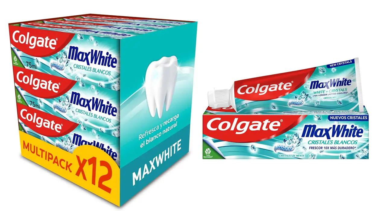 12 pasta de dientes Colgate Max White Cristales Blancos barata