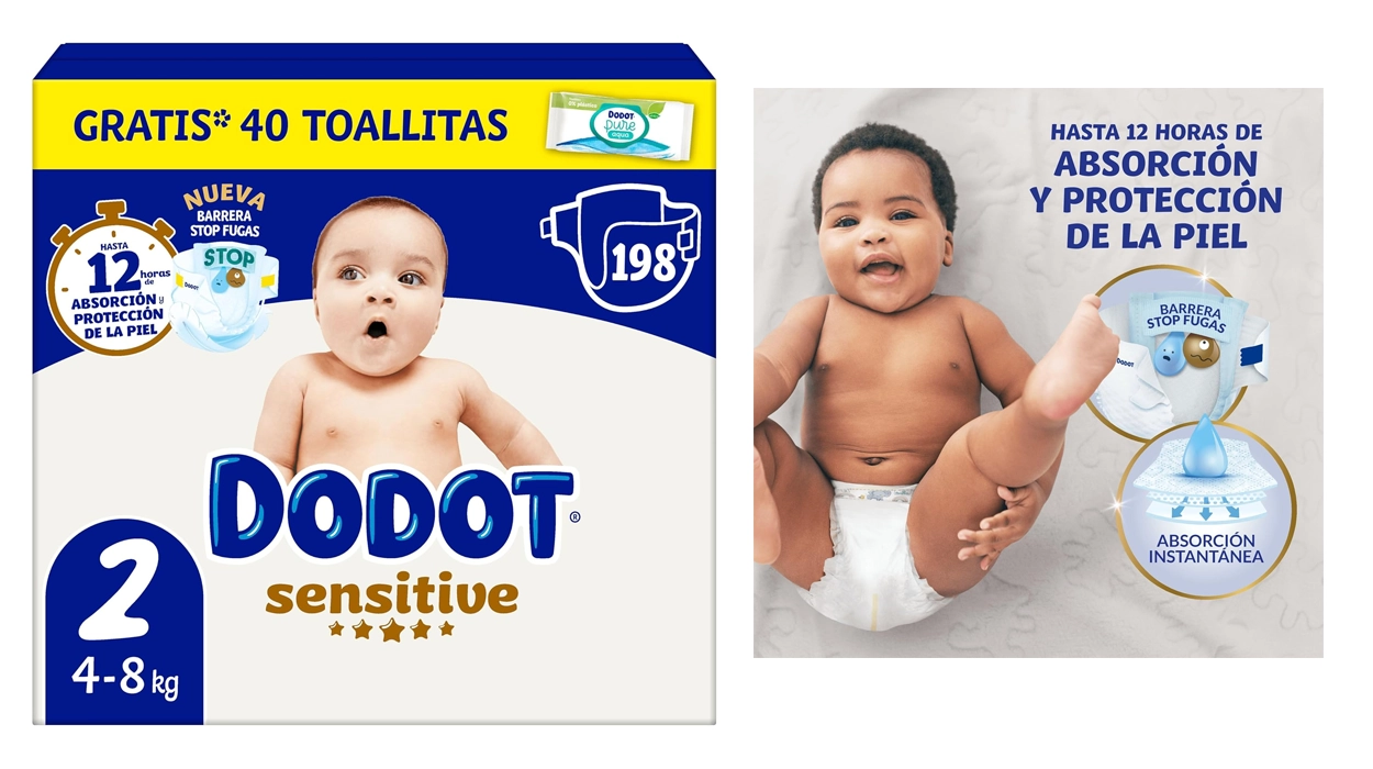 192 pañales Dodot Sensitive talla 2