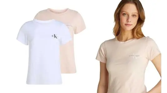 2 camiseta Calvin Klein manga corta mujer baratas