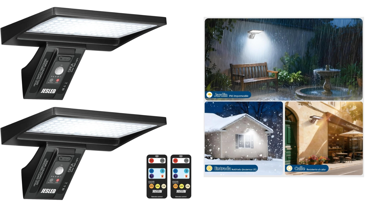 2 Focos solares Jesled con control remoto