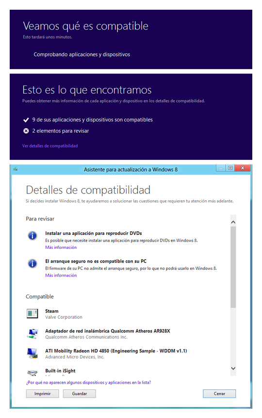 Compatibilidad con Windows 8