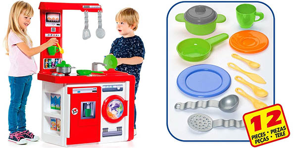 Cocinita de juguete Molto con electrodomésticos, accesorios y luces