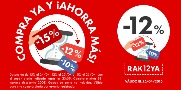 Cupón descuento 12% Rakuten 25-04-2015