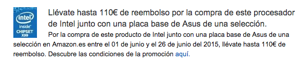 Promoción indicada en Amazon España
