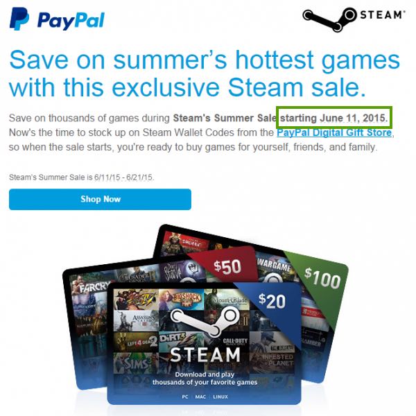 Steam Summer Sale 2015 PayPal