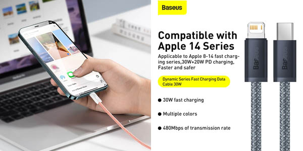 Cable Baseus USB-C a Lightning de 1m para Apple