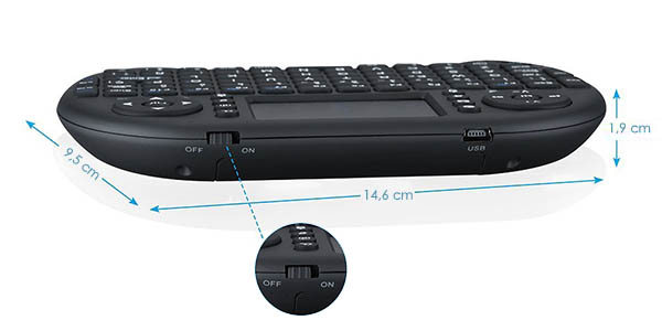 Tamaño mini teclado con touchpad inalámbrico
