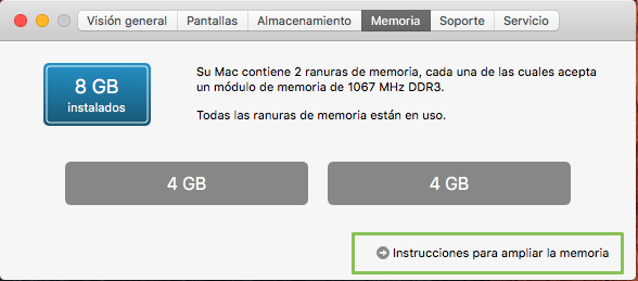 Conocer memoria RAM instalada en Mac