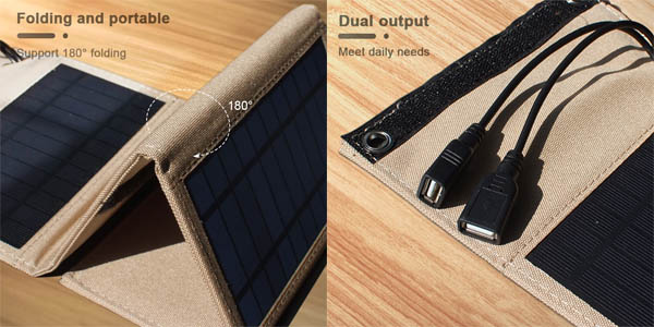 Cargador solar portátil y plegable de 7W con 2 USB
