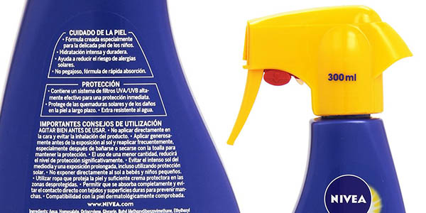 crema protectora factor 50 para niños nivea sun kids 300 ml en formato spray pistola