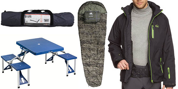 tiendas de campaña sacos de dormir chaquetas de montaña y linternas de excursion