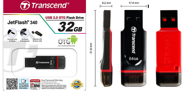 Características Transcend JetFlash 340 Micro USB OTG de 32 GB