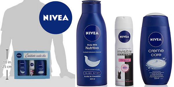 nivea pack regalo gel crema body milk desodorante black white precio brutal