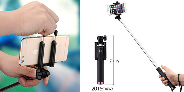 mpow isnap pro x palo selfie con bluetooth disparador integrado barato