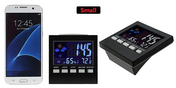 reloj de mesa con alarma y pantalla digital con luz funciones variadas