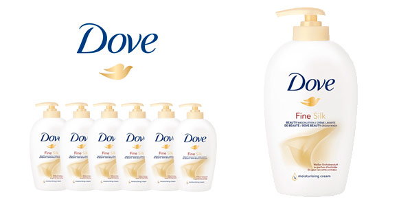 Pacl de 6 unidades de jabón líquido para manos Dove Fine Silk en oferta 