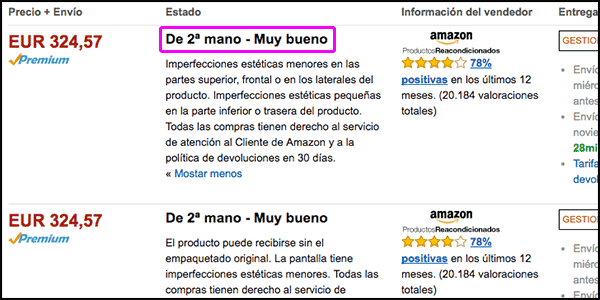 productos reacondicionados en Amazon España
