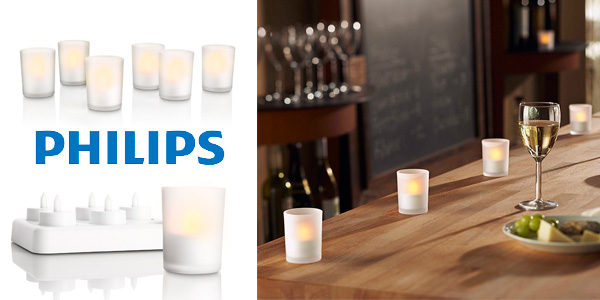 Set de 6 velas LED Philips Tealights con cargador a buen precio en Amazon 