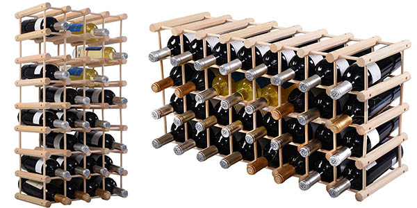 funcional botellero 40 botellas vino madera pino gran relación calidad-precio
