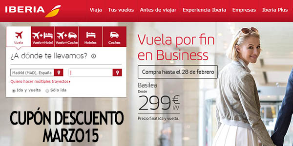 Iberia cupón descuento MARZO15 febrero 2017