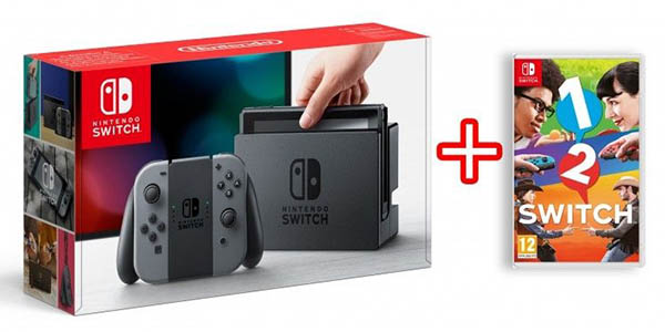 Consola Nintendo Switch gris + Juego 1-2 Switch por sólo ...