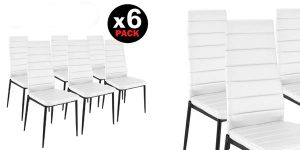 Pack de 6 sillas de comedor tapizado blanco baratas en eBay