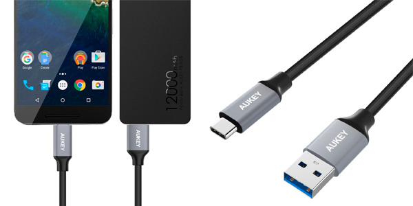 Pack 3 cables resistentes Aukey USB C a USB 3.0 A