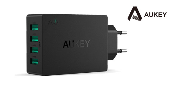 Cargador USB 4 puertos con tecnología AiPower Aukey barato en Amazon