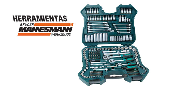 MANNESMANN M98430 - Maletín con llaves de vaso y otras herramientas, 215  piezas