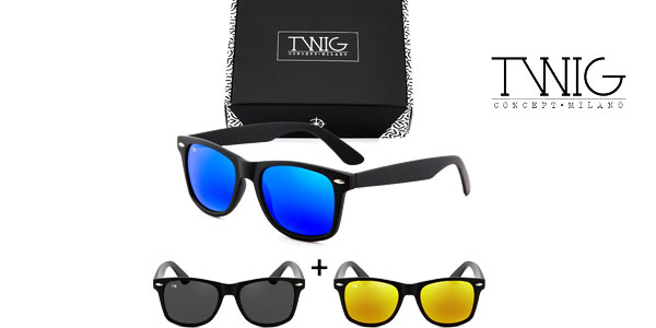 Caja de 3 gafas de sol Wayfarer de Twig Concept Milano chollo en eBay