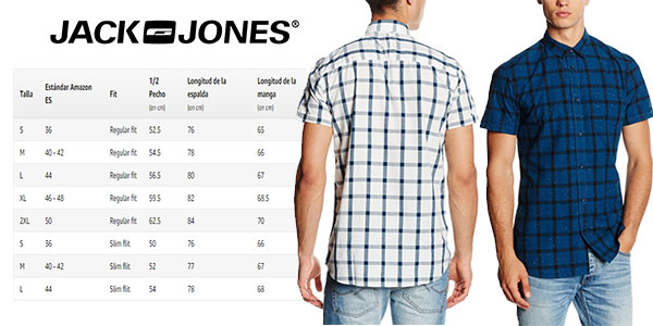 Camisa de manga corta casual para hombre Jack & Jones muy barata azul y blanco
