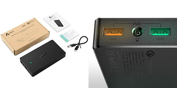 Batería portátil AUKEY Quick Charge 3.0 20.000 mAh (Lightning y Micro-USB)