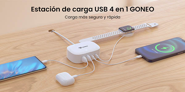 Cargador USB GONEO con 2x USB + USB-C + USB-C PD