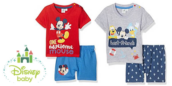 conjunto camiseta y pantalón corto para bebé con personajes Disney