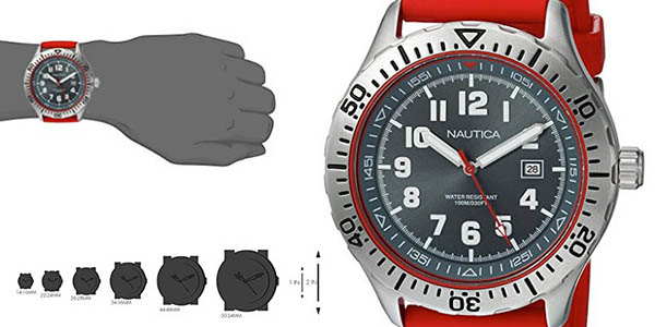 reloj sumergible con 2 correas de silicona marca Náutica gran relación calidad-precio