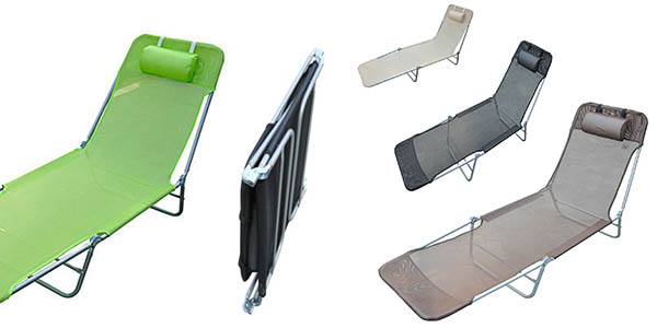 Tumbona inclinable en acero con almohada por sólo 29,99€ con envío gratis