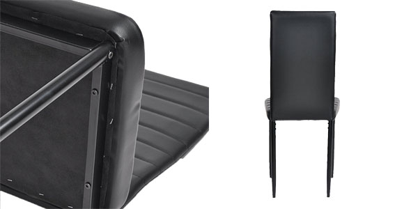 Set 4 sillas tapizadas en cuero artificial negro PESPROMO15 chollazo en eBay