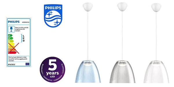 Lámpara colgante LED Philips myLiving Tenuto transparente barata