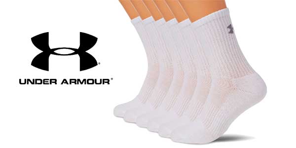 Pack 6 unidades Calcetines Under Armour Ua Charged Cotton 2.0 Crew chollo en Amazon