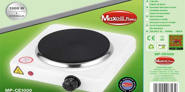 Cocina eléctrica portátil Maxell Powell MP-CE1000 de un hornillo de 1000W chollazo en eBay