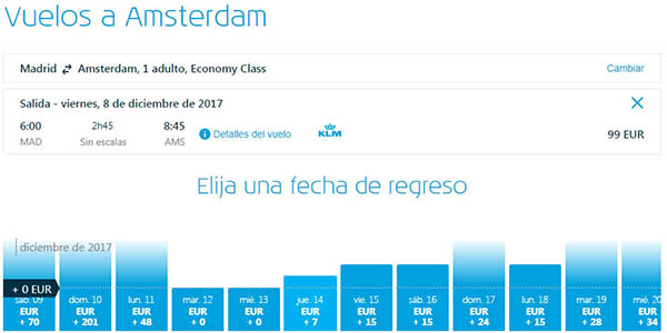 cómo beneficiarse promoción vuelos baratos KLM Ámsterdam
