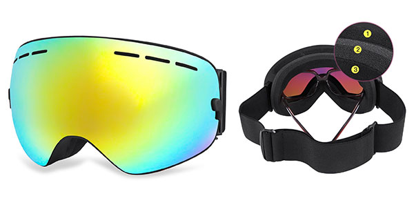 Gafas de esquí Hamswan baratas de lente dorada polarizada para adultos