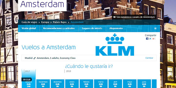 promoción vuelos baratos Ámsterdam KLM octubre 2017