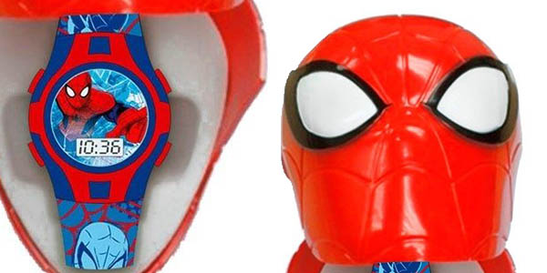reloj infantil Spiderman con estuche en 3D de plástico diseño divertido