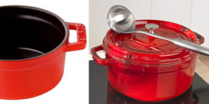 Cacerola redonda cocotte Staub de 24 cm de color rojo cereza barata