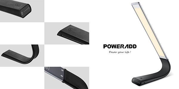 Lámpara LED de mesa Poweradd Táctilcon USB y eficiencia energética A+